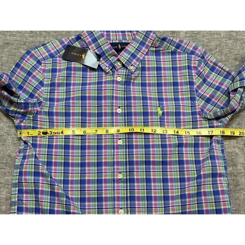 Ralph Lauren Shirt Youth Large 14-16 Plaid Long Sleeve Classic Preppy Button-Up